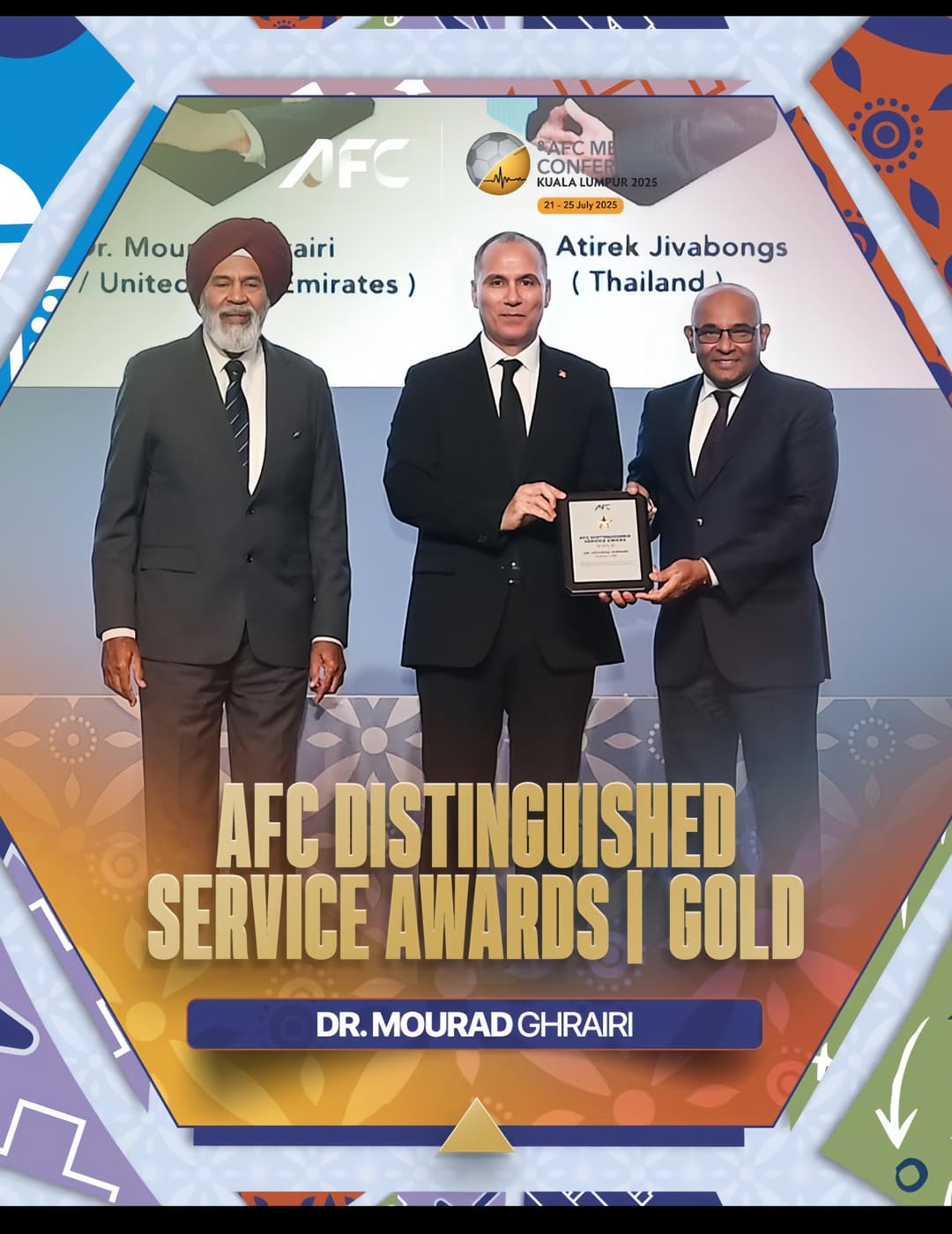 Director of FIFA Medical Centre Dubai Receives AFC Gold Award for Medical Excellence